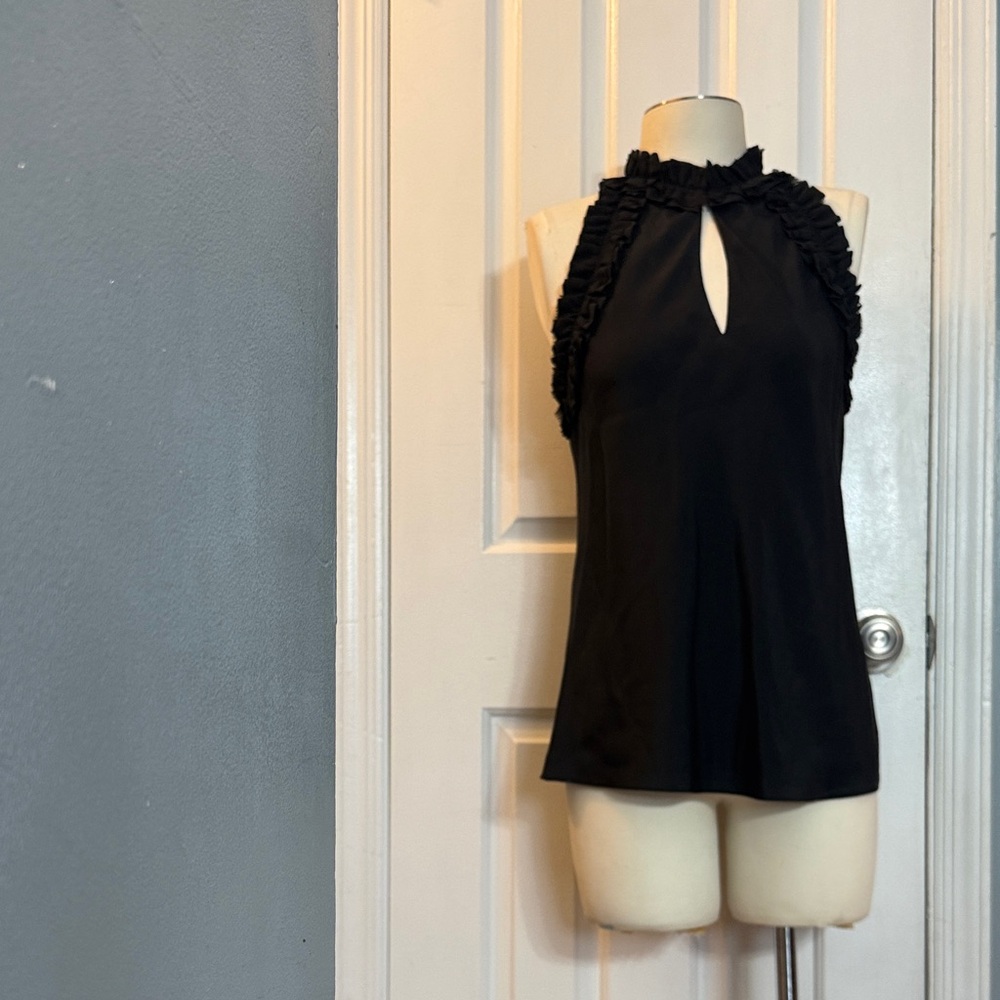 Banana Republic Black Ruffle Keyhole Blouse